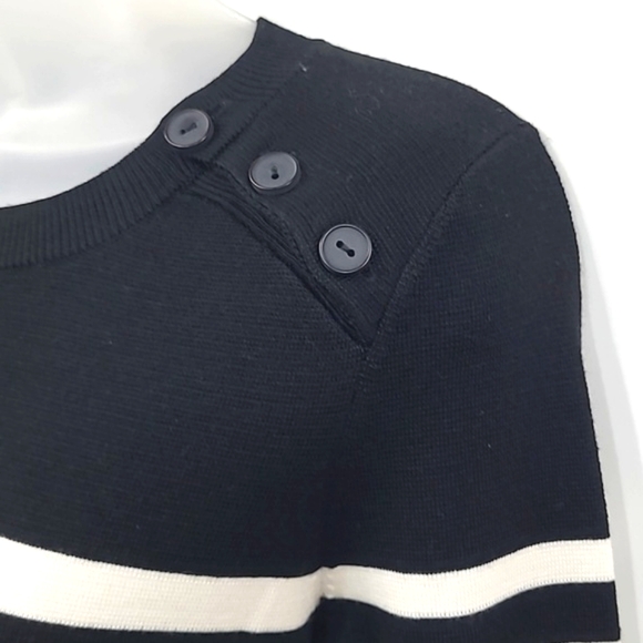 LOFT Petites Midi Sheath Knit Sweater Dress Striped Long Sleeve Boatneck Tunic - Picture 9 of 17